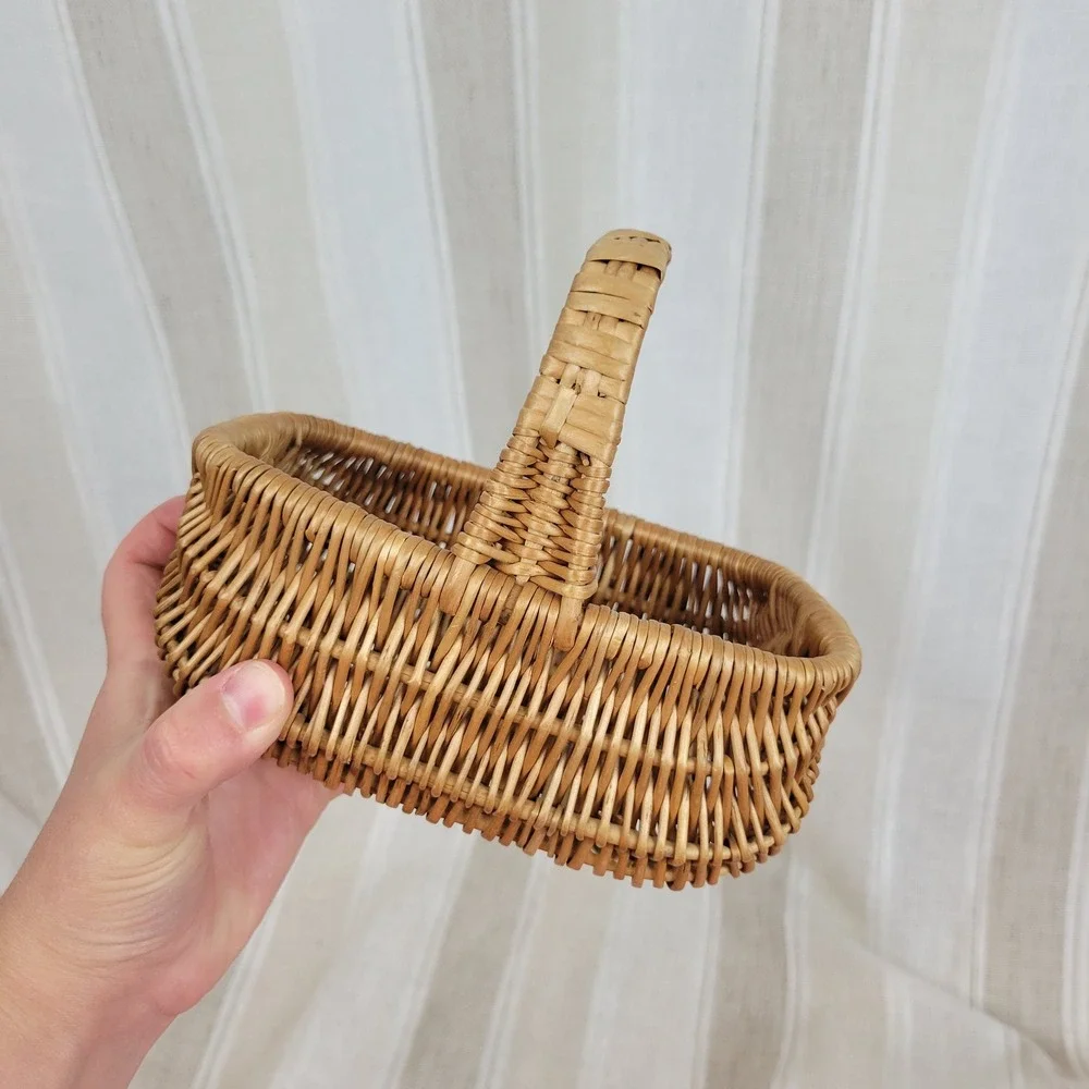Miniature Woven Basket Rectangle Rectangular Cottagecore Boho Decor